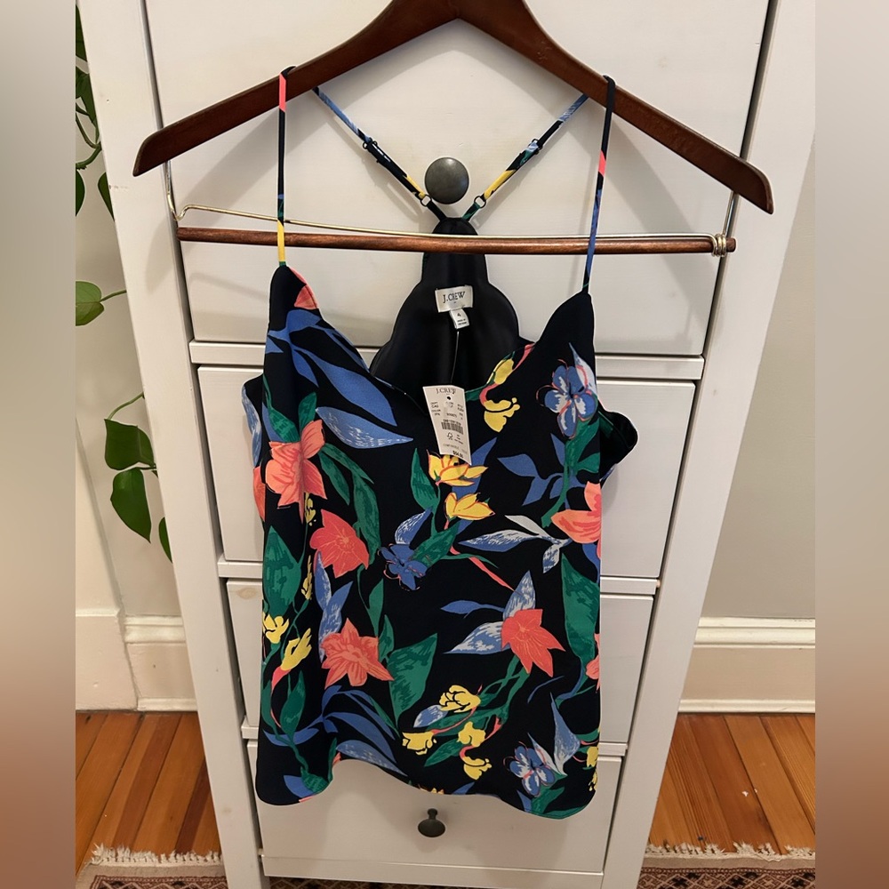 J. Crew Factory NWT floral scalloped cami top adjustable straps size 4